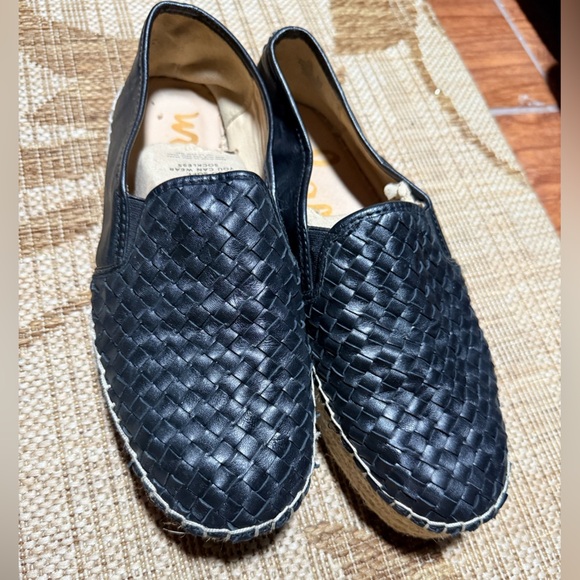 SAM EDELMAN CATHERINE Black Leather Espadrille Platform Flats Loafers US 9.5 EUC - Picture 3 of 9